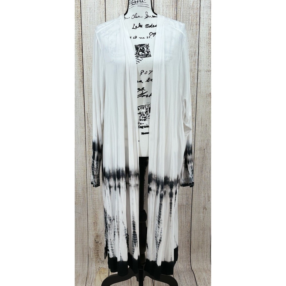 Lane Bryant Tie Dye‎ Long Duster Cardigan Sweater Plus Size 26/28 White Black